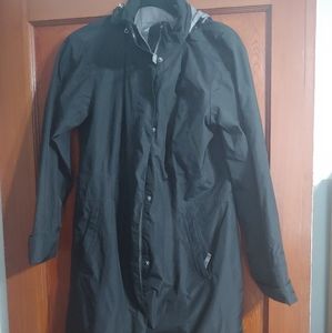 Extra long Eddie Bauer black raincoat, size M